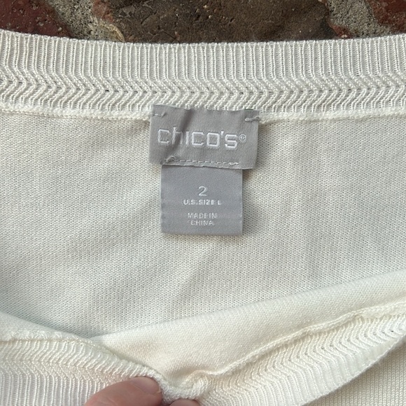 NWT Chico’s Pullover Sweater pointelle sleeves - Picture 3 of 5